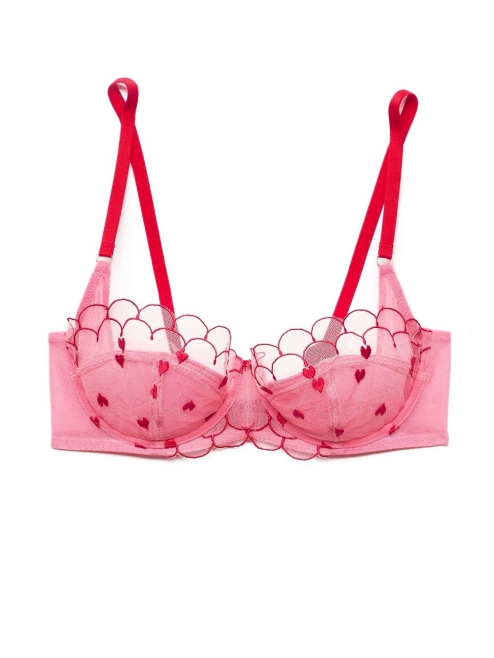 Adore Me Bettie Contour Balconette Bra Pink Red Heart 44DDD